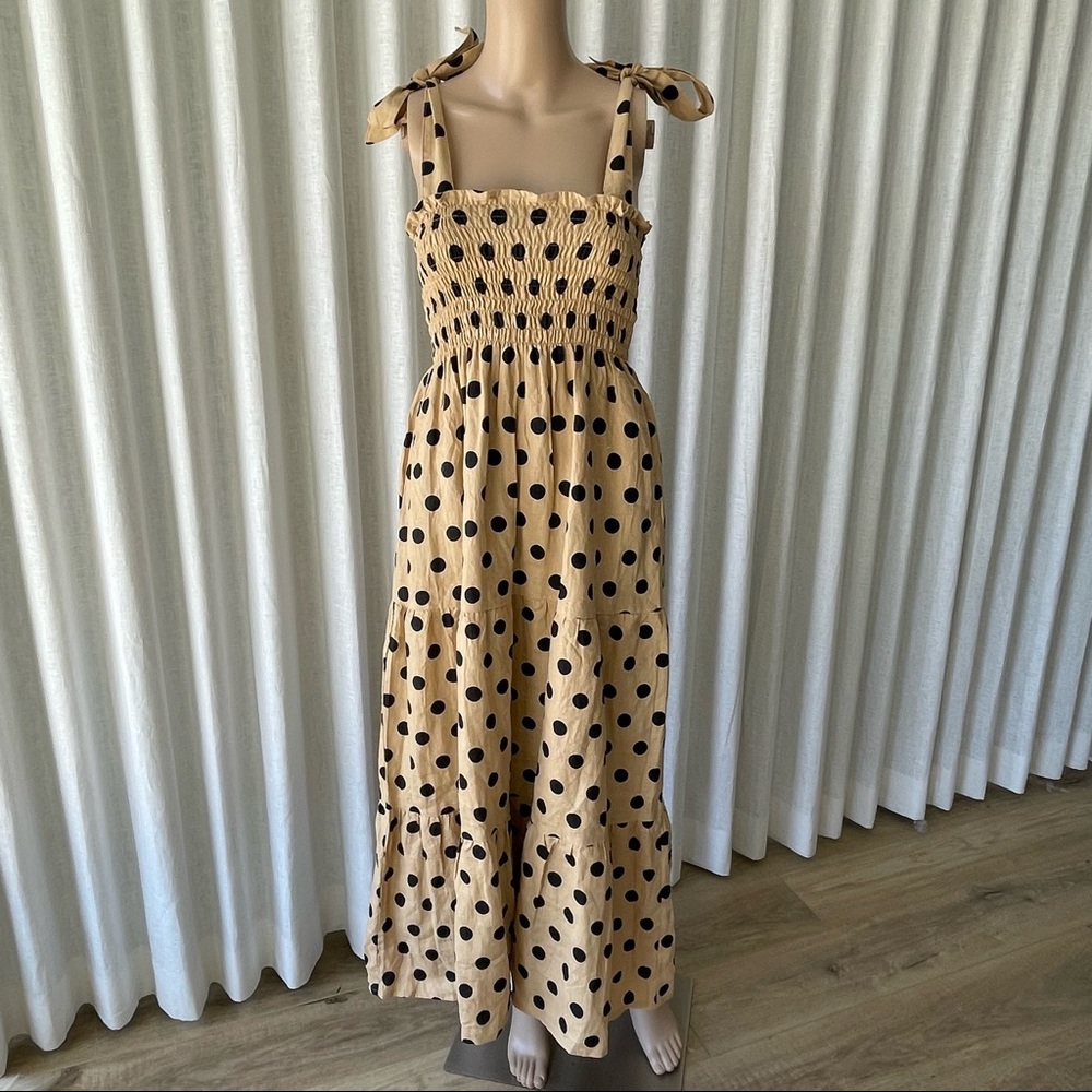 Faithful the Brand MIDI Dress Emelda Dot Print Bsicuit